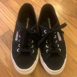 Superga size 7 black canvas sneakers